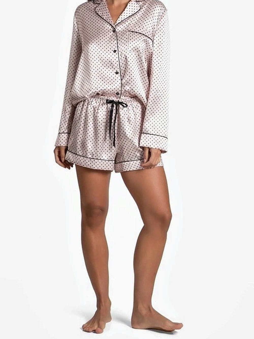 In bloom Polka Dot Satin Pajama Set in Pink Size small NWT